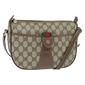 GUCCI GG Supreme Web Sherry Line Bag PVC Beige Gold